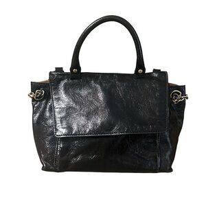 HOBO Women’s Shiny Black Leather Satchel